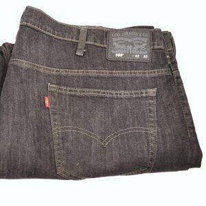 Levi's 569 Men's Size W42 L32 Black Straight Fit Dark Wash Denim Jeans